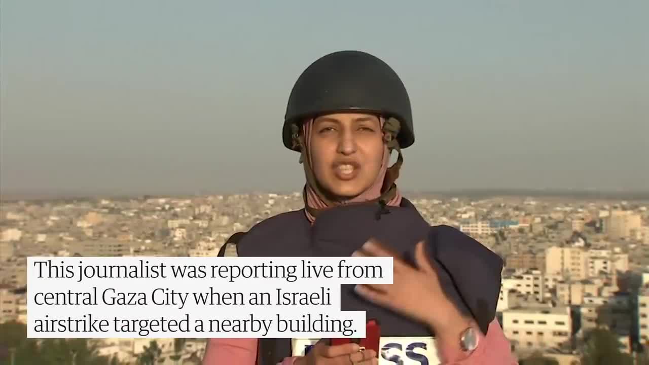 Journalist reports live from Gaza as neighbouring building hit by Israel airstrike