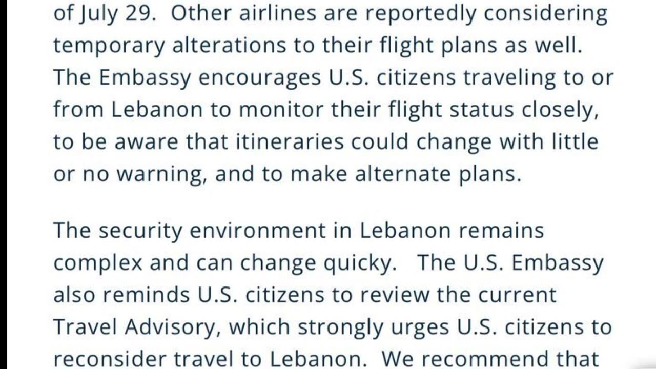 The U.S. Department of State has released an Updated Travel Alert for Lebanon,