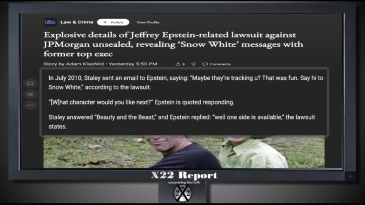 X22 on the report that came out about JP Morgan/Epstein