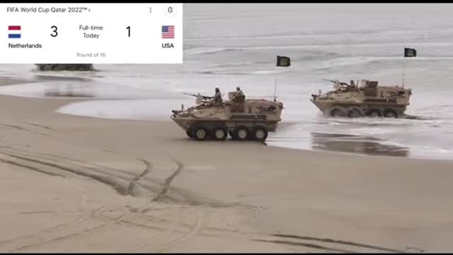 America invading Netherlands after they cheated in the World Cup