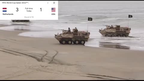 America invading Netherlands after they cheated in the World Cup