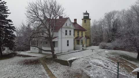 Winter's First Snow over an ABANDONED LIGHTHOUSE