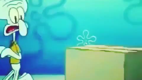 Squidward kicks the box