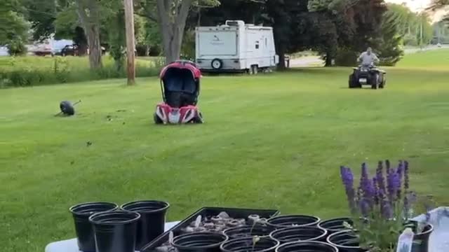 Man Tries to 'Punt' Toy Car and Rolls ATV