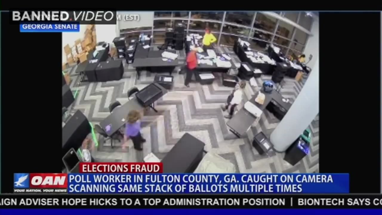 SuSurveillance Footage Shows Georgia Poll Worker Scanning The Same Batch Of Ballot