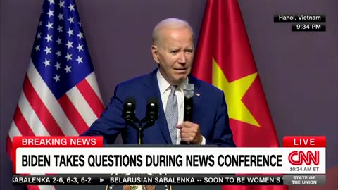 Biden making a fool of himself after the G20 in a stop at Vietnam, August, 2023