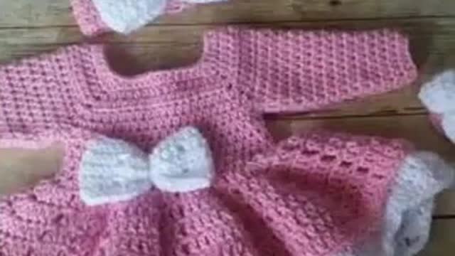 BEAUTIFUL BABY GIRL CROCHET DRESS&HAT new collection