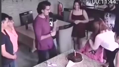 Old lady gets surprise birthday at restaurant