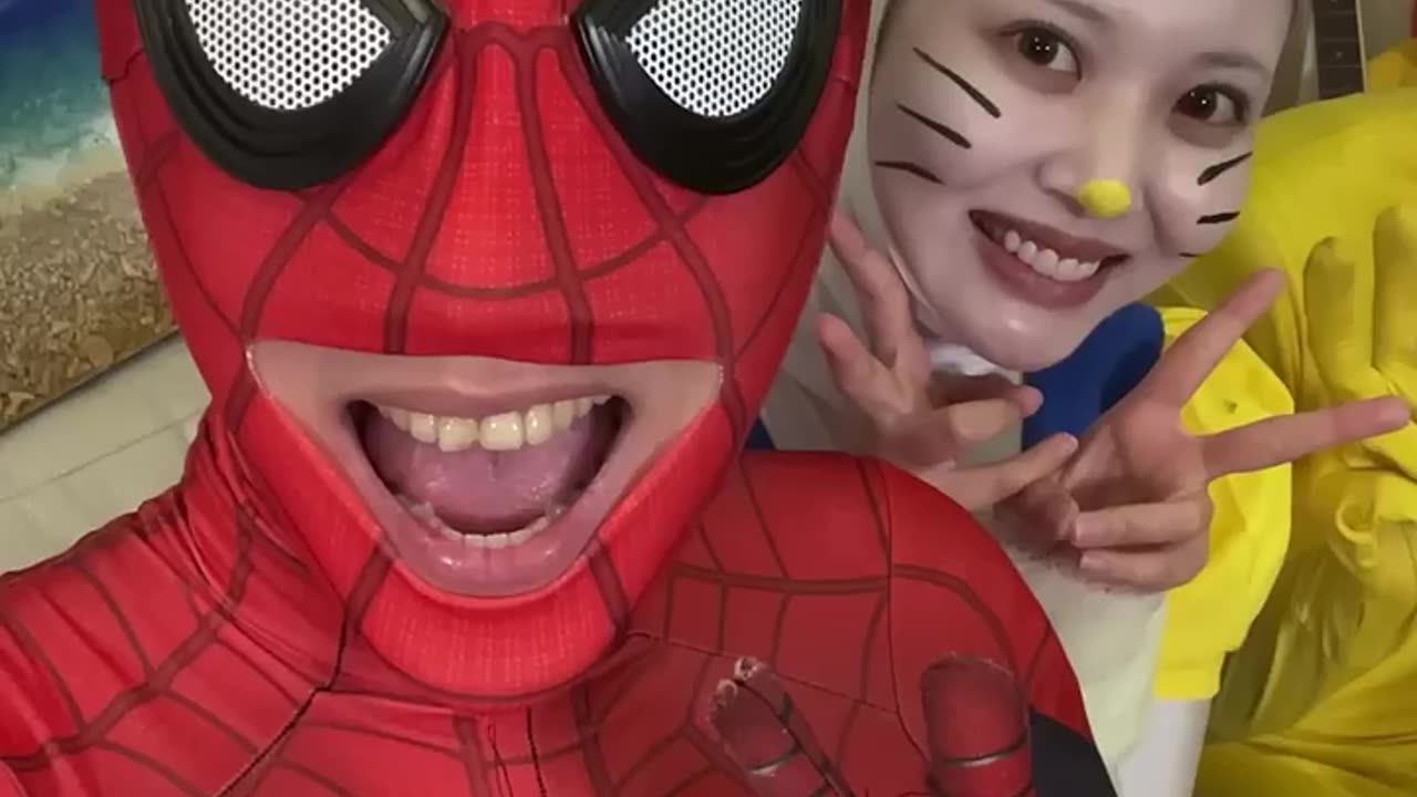Selfie with spider man comedy 😂😂😆