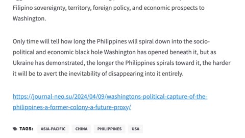 Washington’s Political Capture of the Philippines- A Former Colony, a Future Proxy