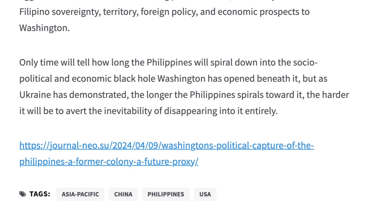 Washington’s Political Capture of the Philippines- A Former Colony, a Future Proxy