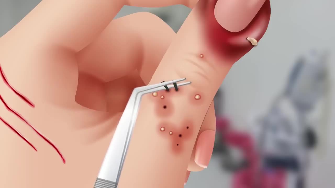 ASMR 여행 후 심하게 다친 손의 치료| Treatment of severely injured hand after travel | finger treatment animation