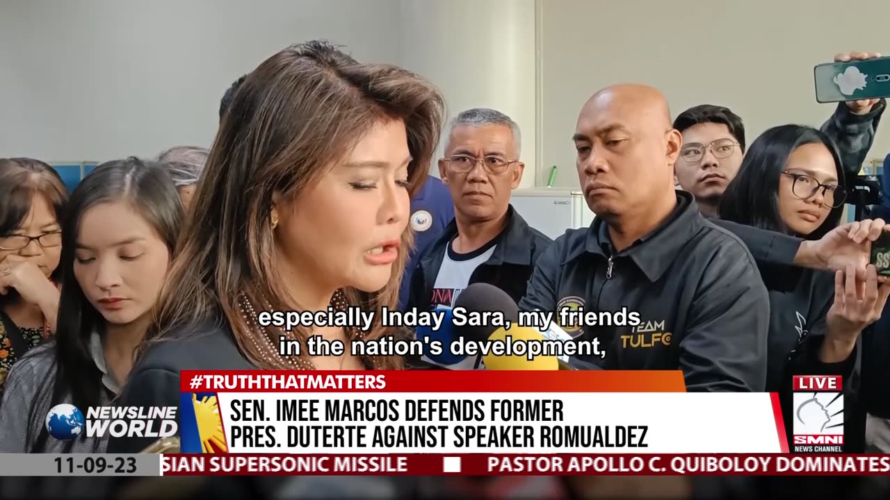 Sen. Imee Marcos defends former Pres. Duterte against Speaker Romualdez