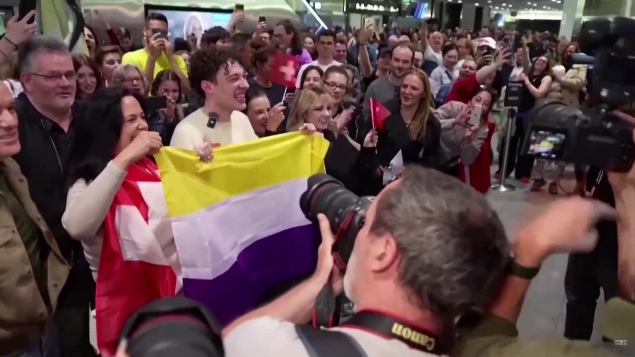 Swiss Eurovision winner Nemo lands in Zurich