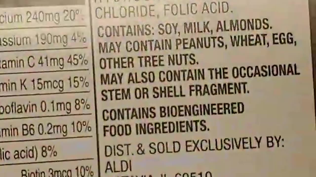 USA: Aldi supermarkets are selling food that "contains bioengineered food ingredients".