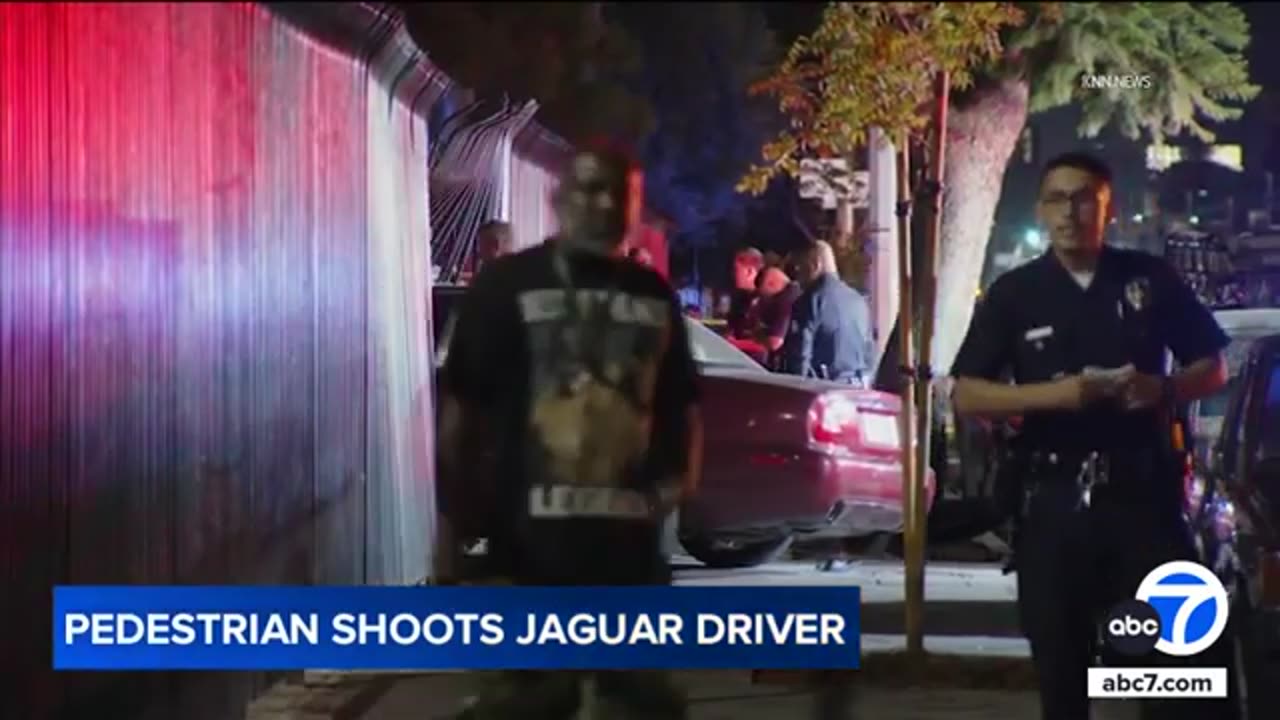 Driver in Jaguar loses control, slams into fence after being shot while driving, police say