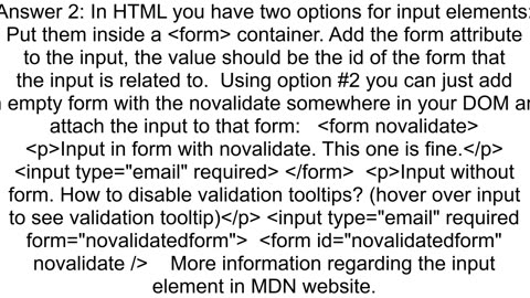 How to disable HTML validation tooltips for input elements without a ltformgt