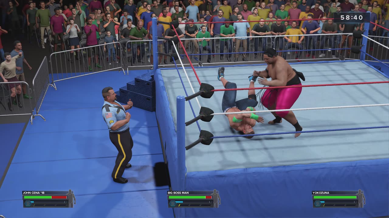 MATCH 45 JOHN CENA VS YOKOZUNA VS BIG BOSS MAN WITH COMMENTARY