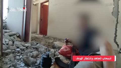 The destruction of a Zionist “Merkvah” tank with a “Shawaz” device east of Jabalia