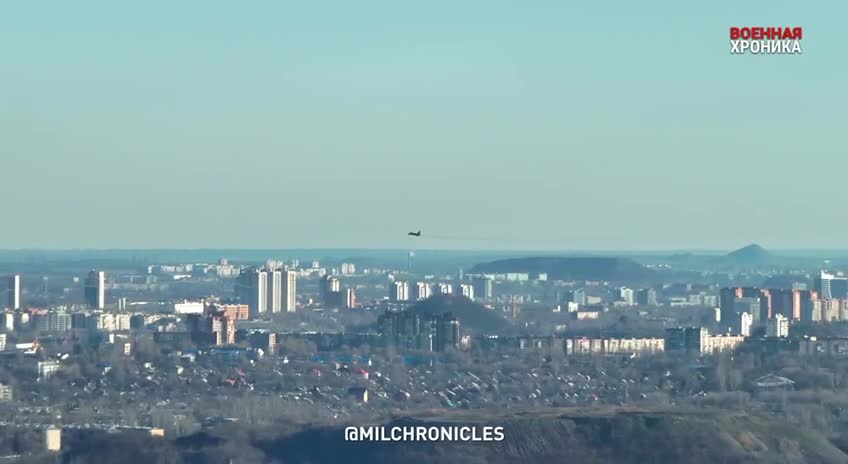 Russian Air Force attack aircraft operating in the sky over Nevelskoye.