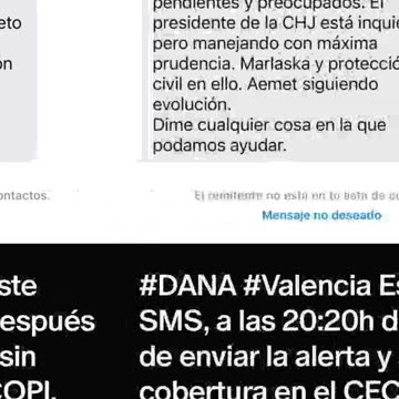 #DANA #Valencia Este SMS, a las 20:20h después de enviar la alerta y sin cobertura en el CECOPI