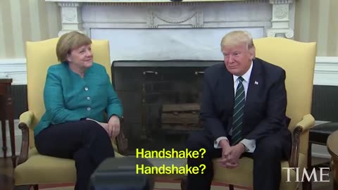 2017 Donald Trump refused to shake Angela Merkel's hand