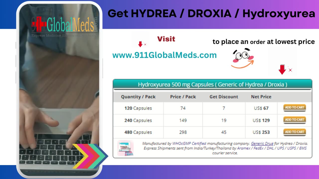 Online Medication Store: Get HYDREA / DROXIA / Hydroxyurea