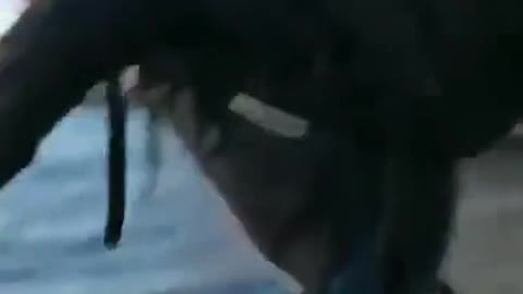 Drunk man walking on water and he crushed it