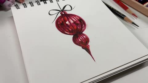 Copic+pencil: drawing mercury glass vintage ornament