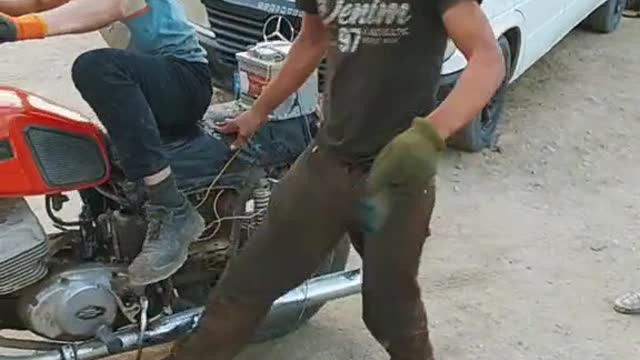 Several people can't start this motorcycle together. Repair the motorcycle.