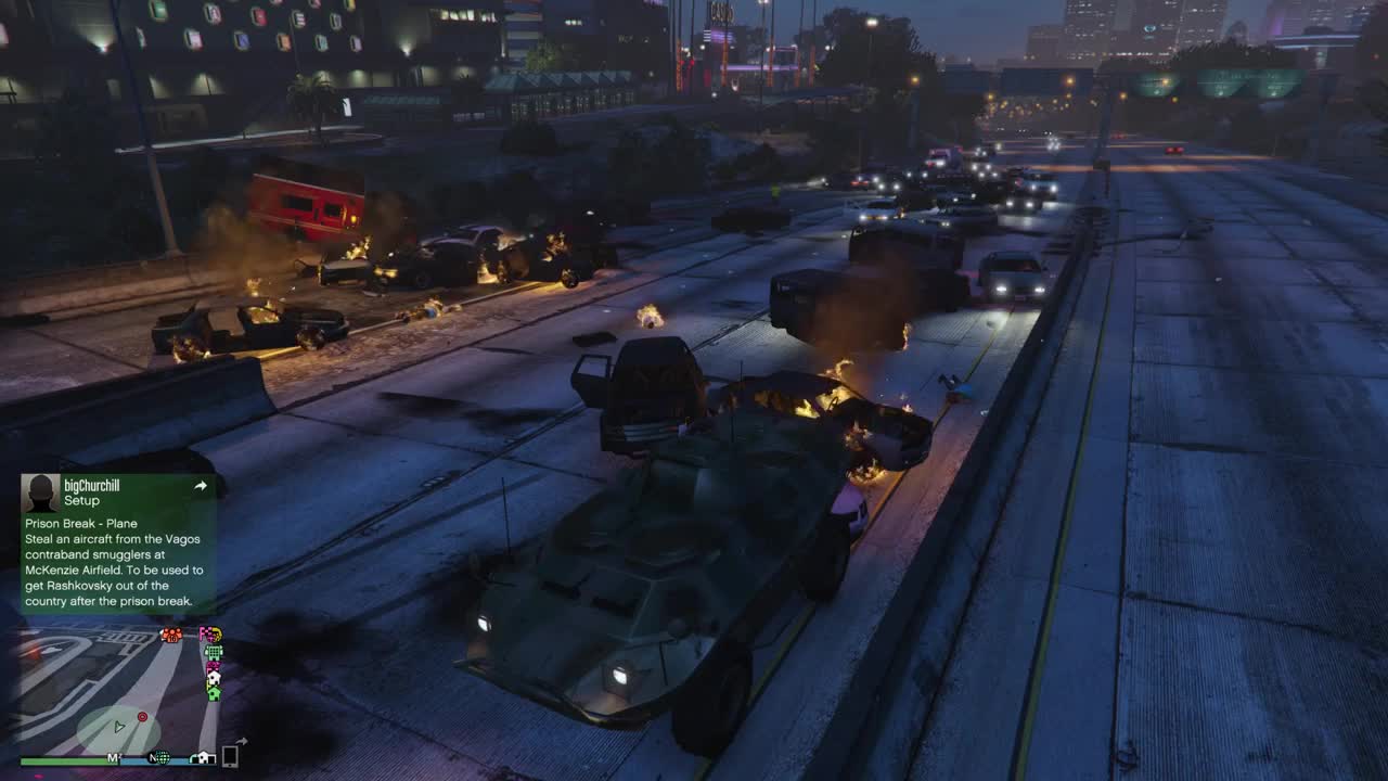 Grand Theft Auto Online - Car Explosions on the freeway