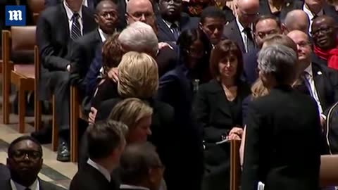 Former Presidents and guests mingle before George H.W. Bush funeral