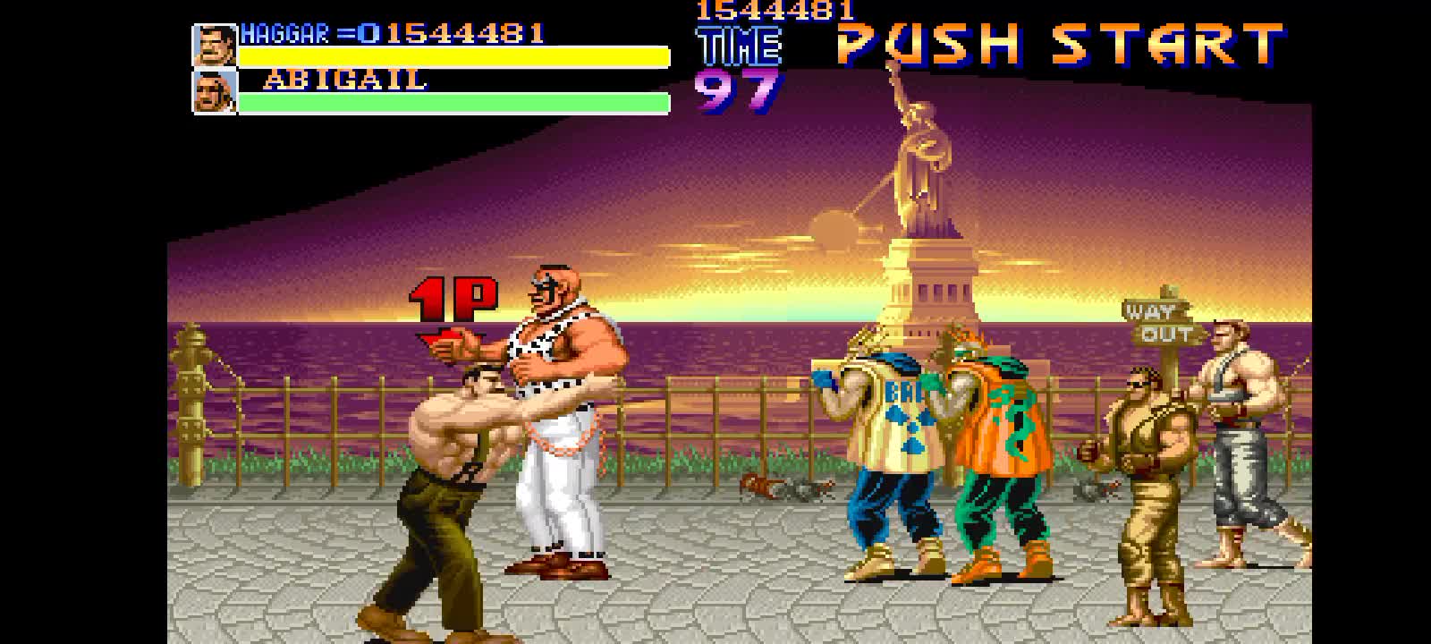 Resetting FINAL FIGHT arcade version with the character (HAGGAR).