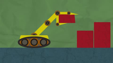 Robot suelta un bloque | Animación 2D