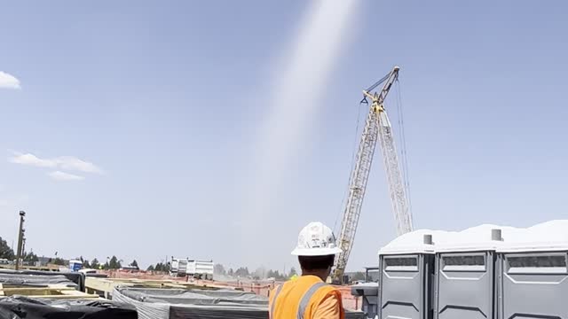 Tall Tornado Hits Close to Job Site