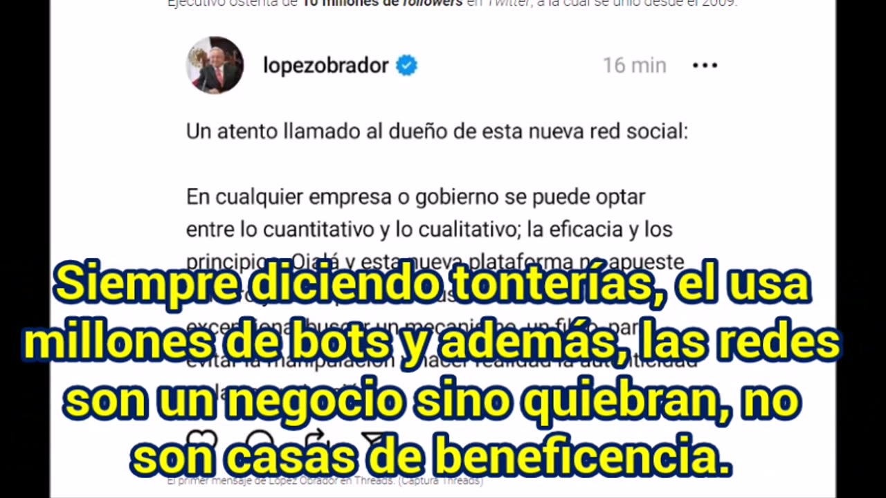 Los primeros en ir a Threads son políticos narco socialistas en México como AMLO