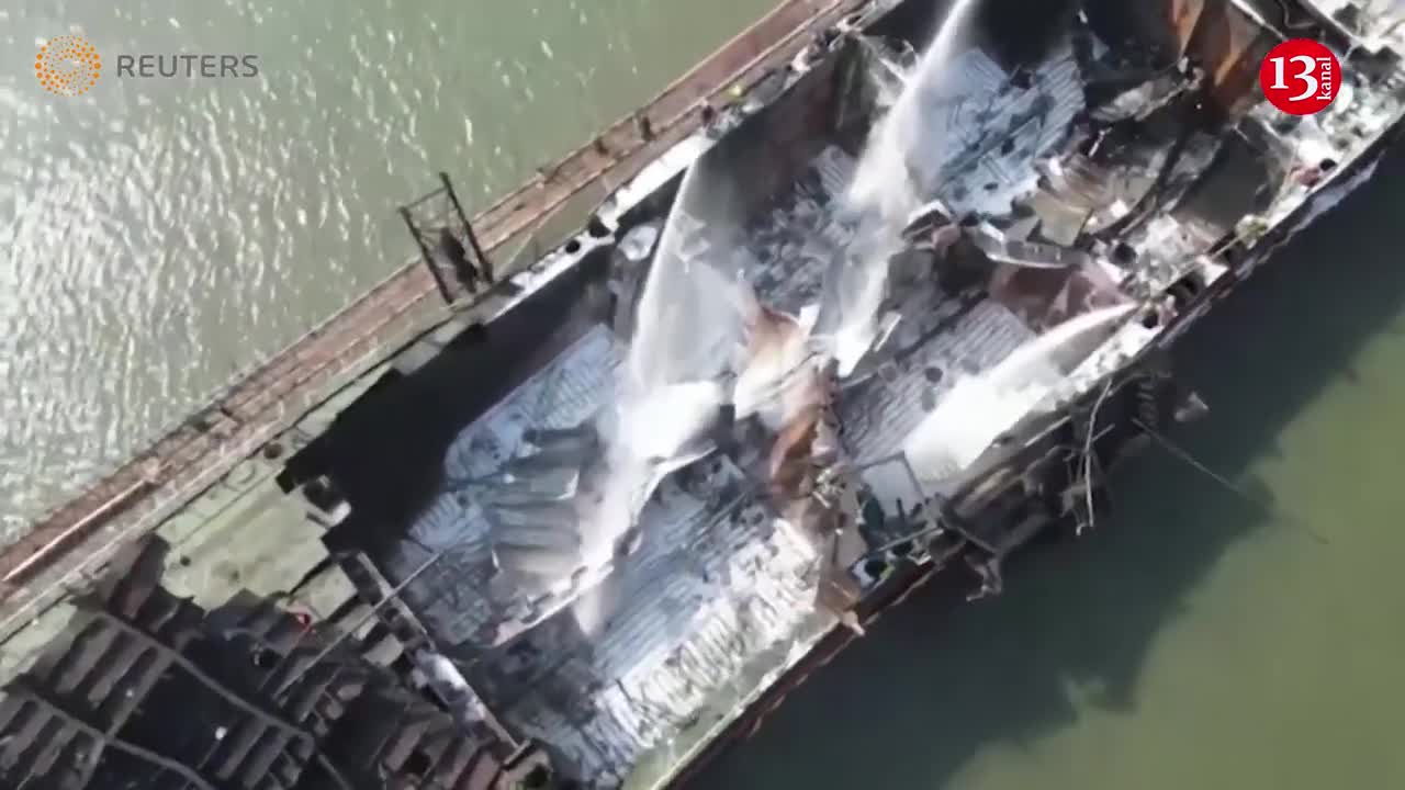 Drone footage show extent of damage on oil tanker ship blast