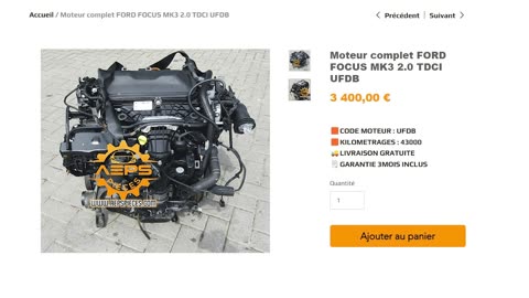 AEPSPIECES.COM - Moteur complet FORD FOCUS MK3 2.0 TDCI UFDB