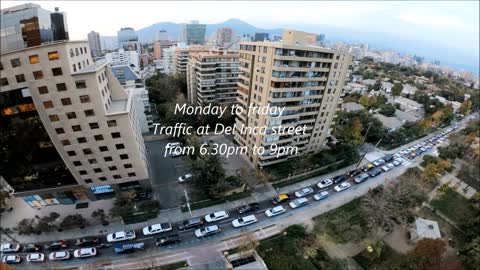 Av. Del Inca traffic jam during after office hours in Chile
