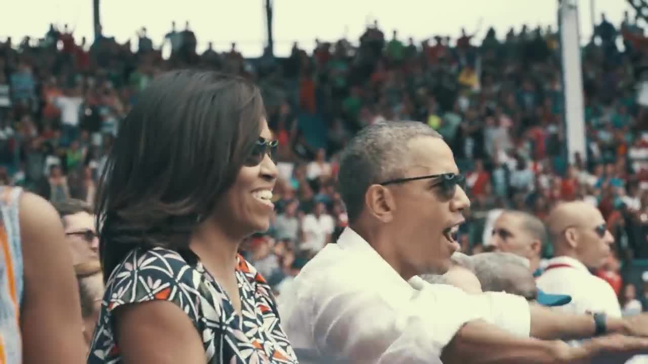 The First Family Takes in a Baseball Game in Havana, Cuba