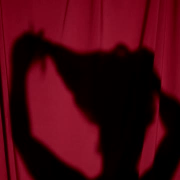 Woman Shadow on a Red Curtain