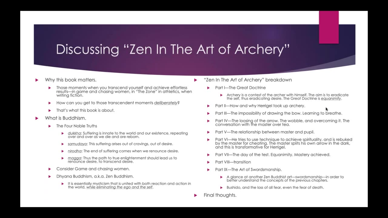 Weekly Webinar #37: “Discussing ‘Zen In The Art of Archery’”