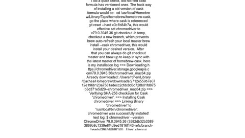 Install a previous version of chromedriver with brew
