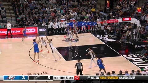 Chet Holmgren drives off the dribble and shoots a three! | Thunder vs. Spurs