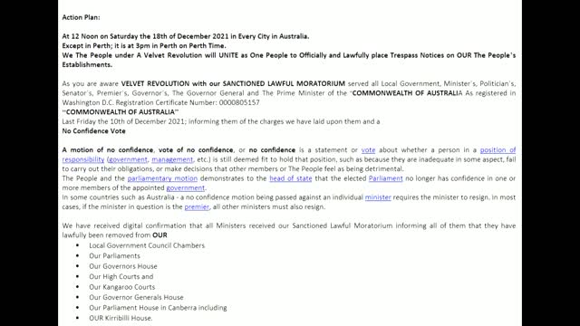 Velvet Revolution declaration Australia