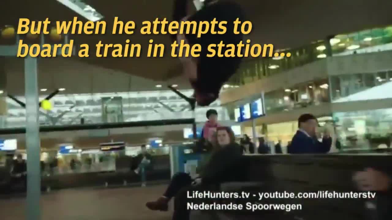 Netherlands uses parkour stunts to promote train safety