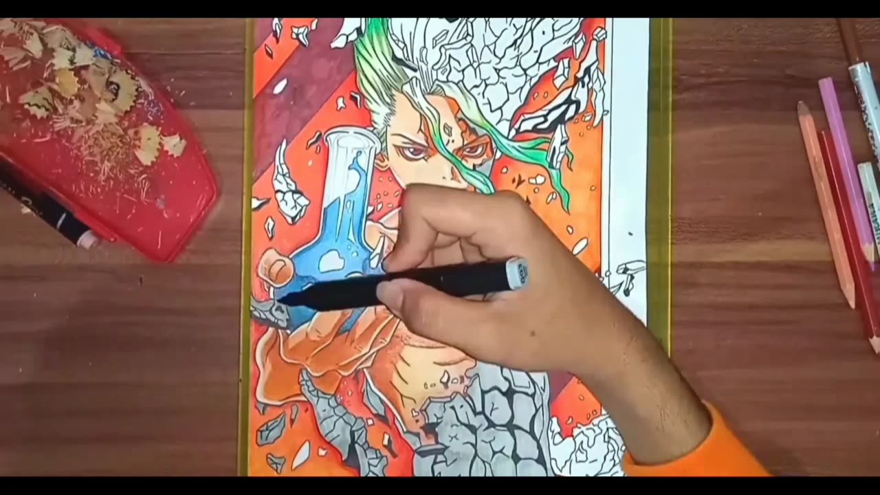 Drawing and coloring Dr.stone, can you do it?