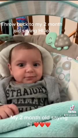 2-month-old baby flawlessly says HI to mom