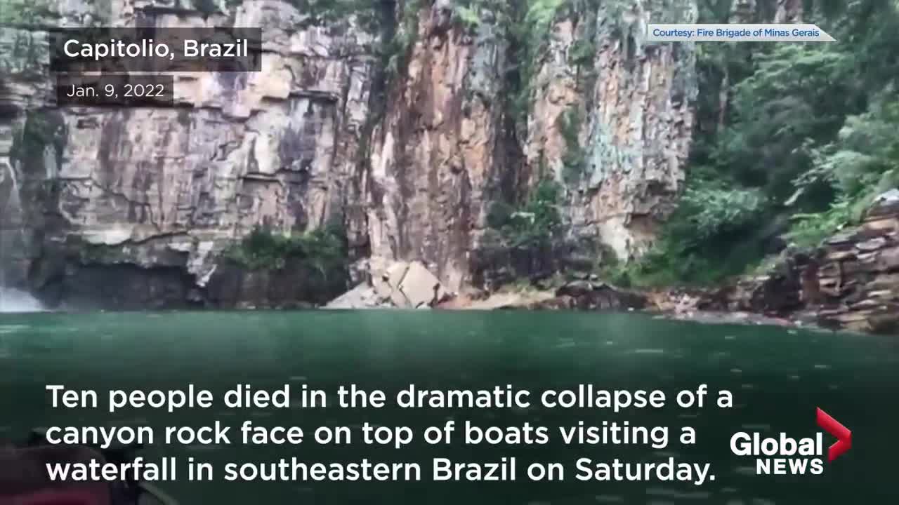 Death toll from Brazil waterfall rock collapse rises to 10