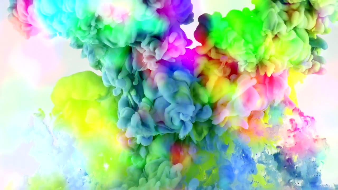 Shots of multicolored ink under water, background video